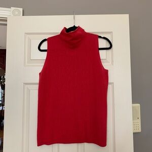 Black Label by Chico’s Red Cashmere Funnel Neck Sleeveless Sweater sz 1